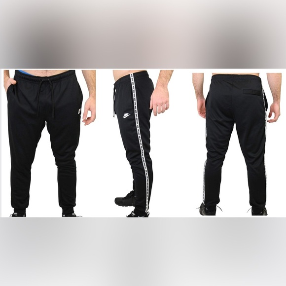 Nike Joggers Men’s Size Large Repeat Tape Pants Tapered Sportswear Elastic Waist - Picture 1 of 10